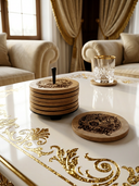 ROLLEMAN Mangohout Onderzetters | Exclusief Gegraveerd Artwork | Set 6-delig