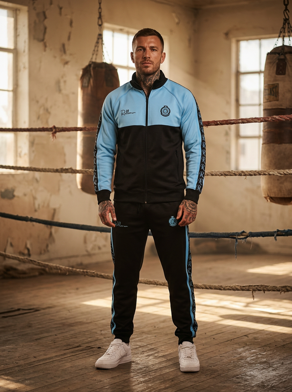 Milo Two-Piece Tracksuit Men - Black with Turquoise 
