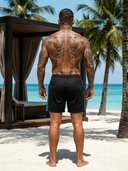 Mikołaj - ROLLEMAN® Sport Short Zwart/Turquoise (Matching Polo Beschikbaar)