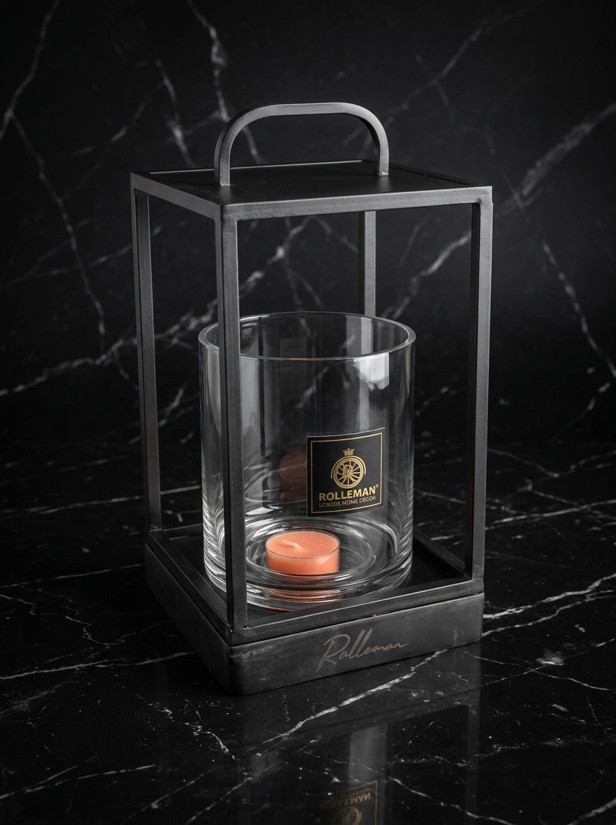 Luxus Laterne Metall & Glas + Duft Teelicht Peach