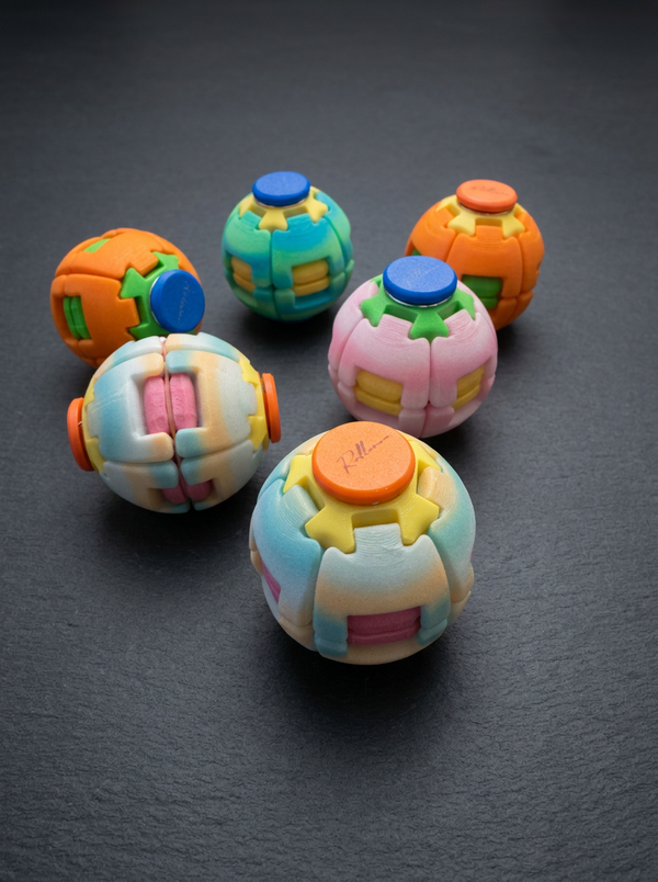 ROLLEMAN® Fidget Spinner Bal — 3-Pack Mix | Surprise Kleuren | Stressbal