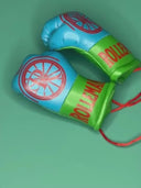 Grüne und blaue Nomad Mini-Boxhandschuhe für den Rückspiegel