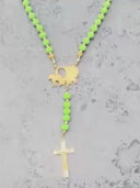 La Mama | Gypsywagon | Vergulde ROLLEMAN Logo Rozenkrans met Kruis en Magneetsluiting