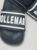 LuxeSlides Zwarte Slippers met Wit 3D ROLLEMAN Logo