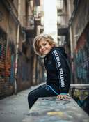 Hoodie Pino - Kids, zwart met turquoise accenten