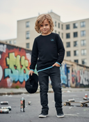 Sweater Tjabo - Kids, zwart met neon gele accenten