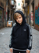 Hoodie Pino - Kids, zwart met witte accenten