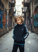 Hoodie Pino - Kids, zwart met turquoise accenten