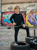 Sweater Tjabo - Kids, zwart met neon gele accenten