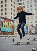 Sweater Tjabo - Kids, zwart met neon gele accenten