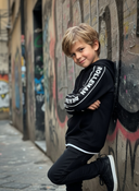 Hoodie Pino - Kids, zwart met witte accenten
