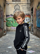 Hoodie Pino - Kids, zwart met witte accenten