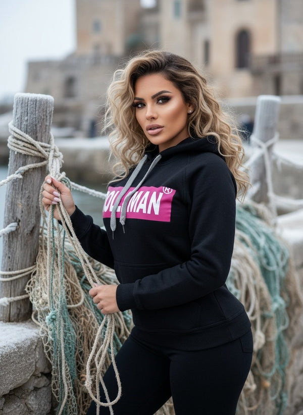 Yara Women's Hoodie - Dark Pink Print by ROLLEMAN