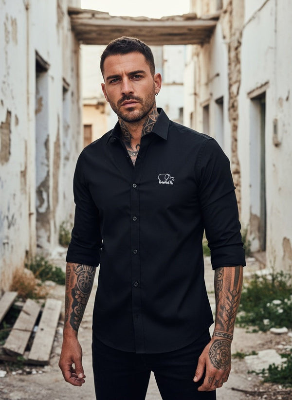 Paddy: Blusa para hombre con mangas largas negras | Elegante y cómoda