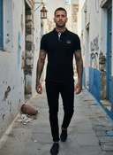 Manfri Korte Mouw Polo: ROLLEMAN mouwboorden